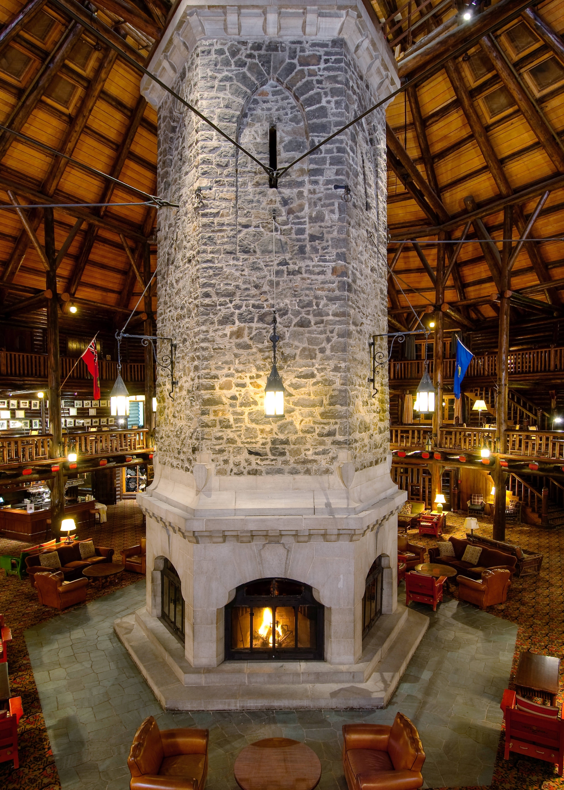 Fireplace in lobby