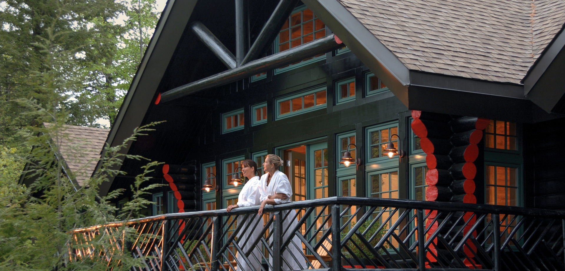 two women on the spa balcony
