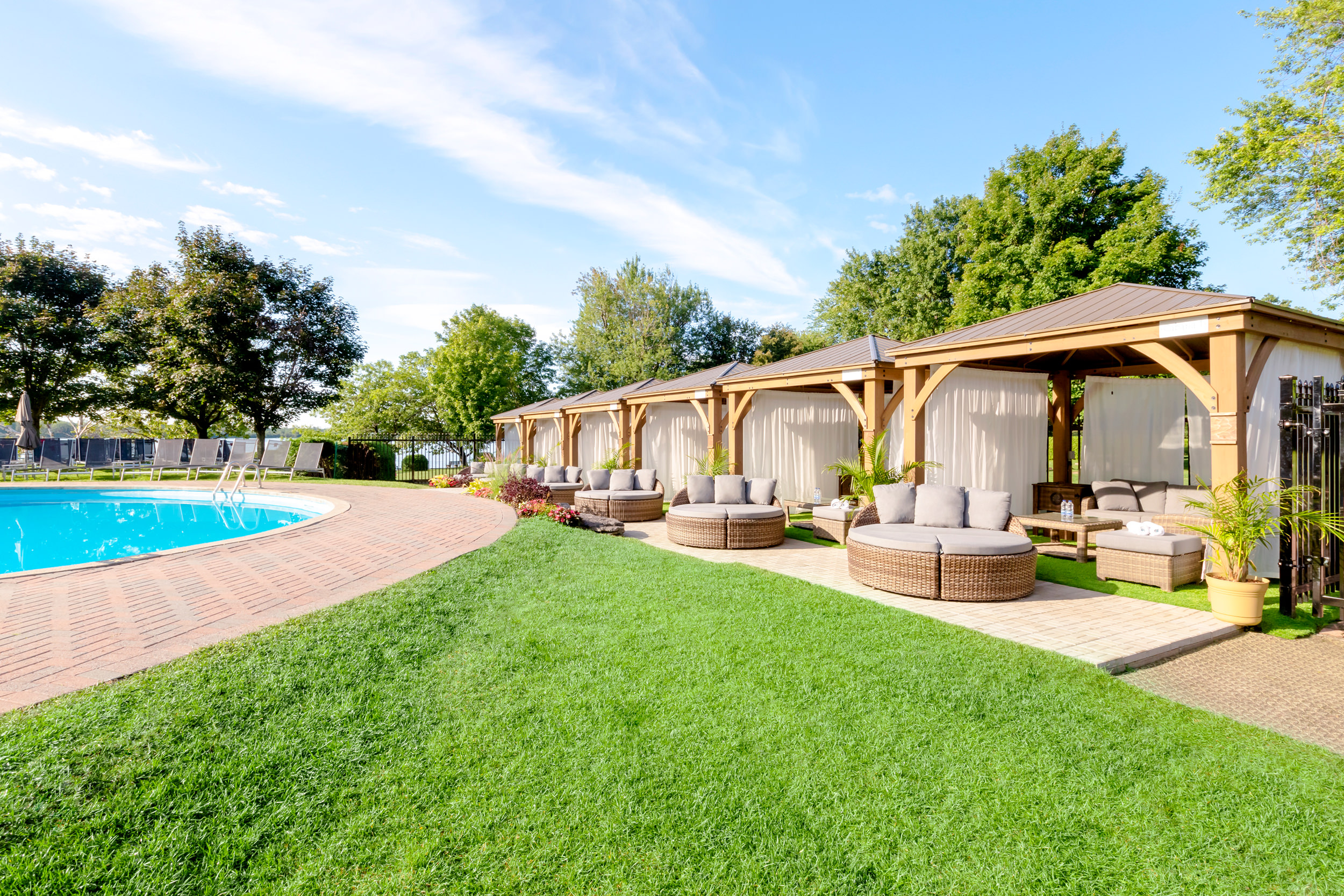 cabanas next to the pool