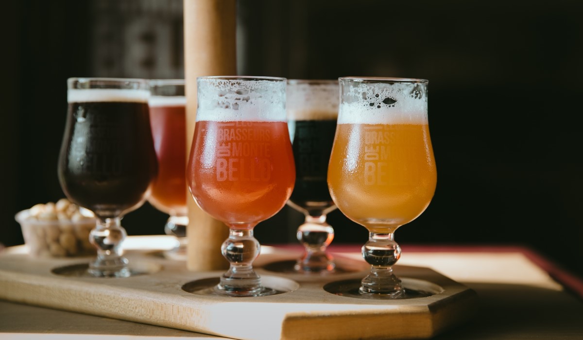 chateau montebello beer glasses sampling local brew